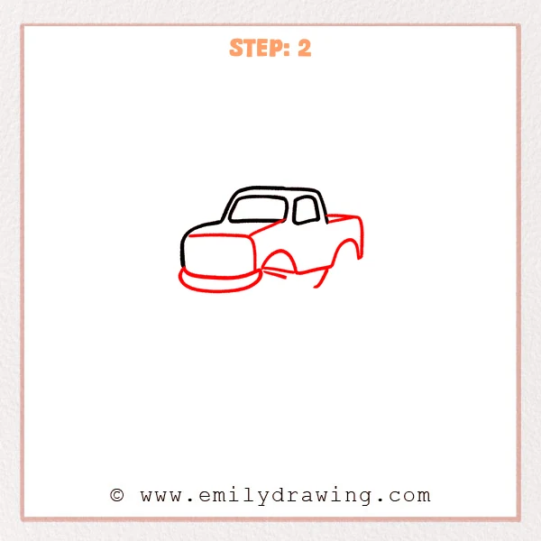 how to draw a monster truck - Step 2
